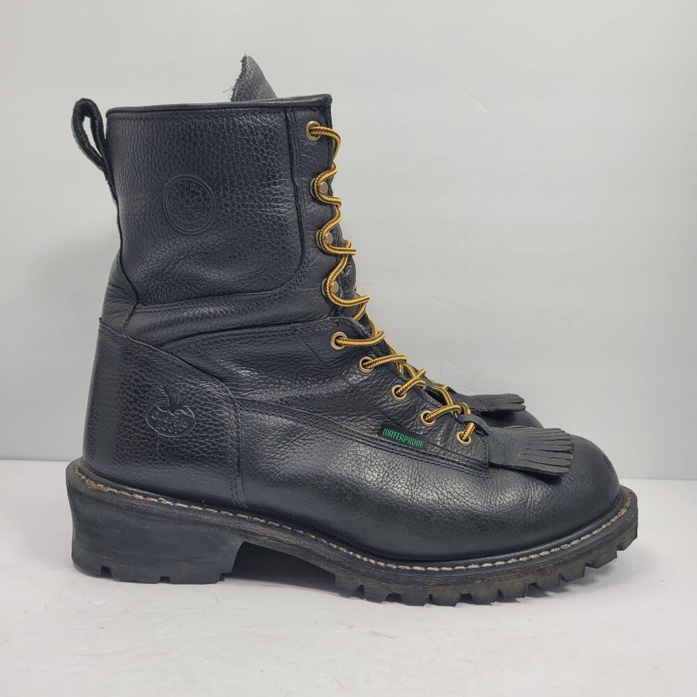 Georgia Woodcutter Logger Men's Black Leather Lace Up Work Boots G8170 US Sz 12W